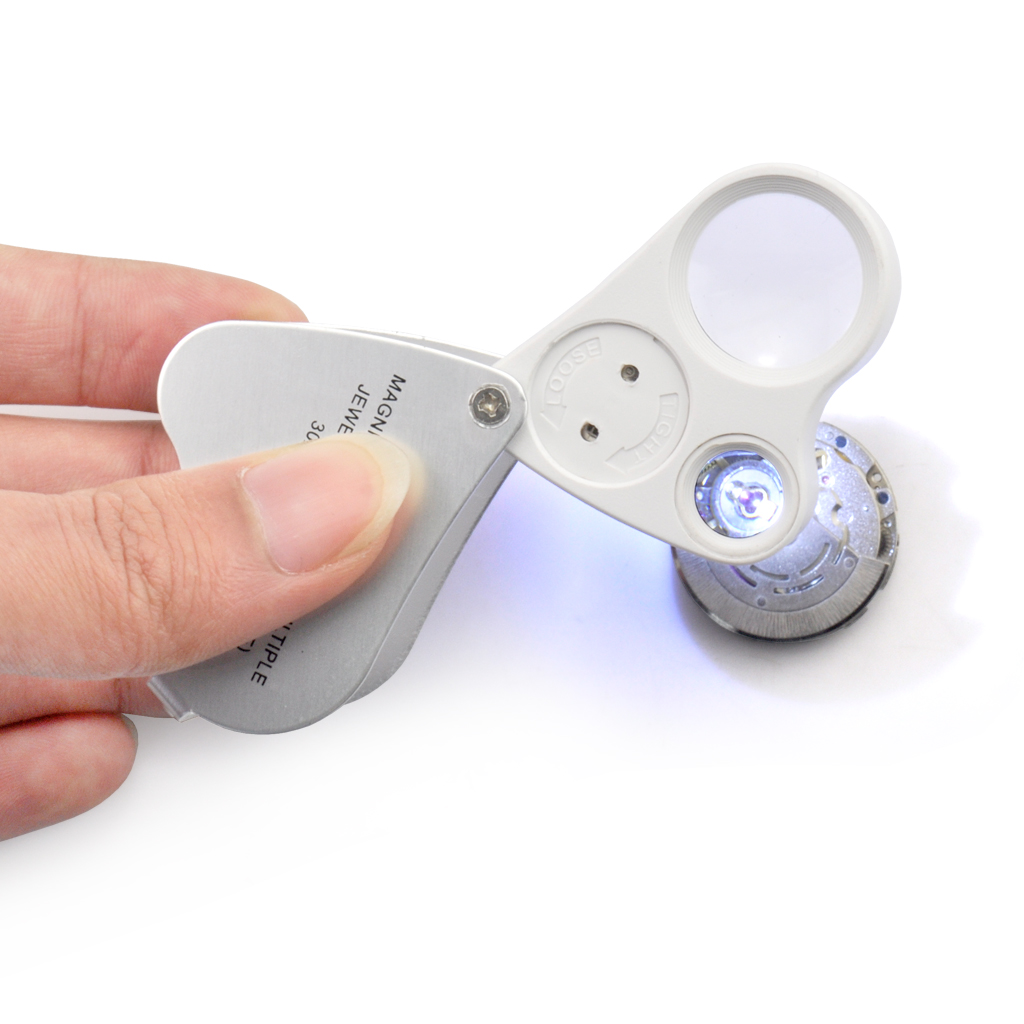 Foldable 30X 60X Illuminated Jewely Eye Loupe Magnifier with LED - Click Image to Close